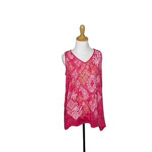 Cato Pink Gold Diamond V neck Sleeveless Tank Top Blouse Size Small Womens